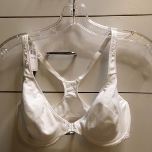 Le Mystere 32 D white cotton bra racer back 655